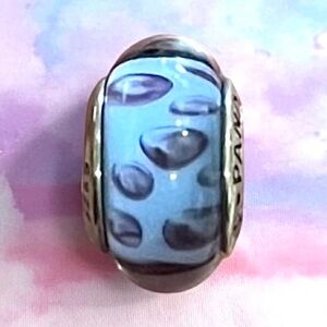 Pandora Purple & Blue Leopard Print Murano Glass Charm